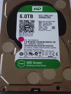 WD60EZRX-00MVLB1 DCM: HARNHVJMAB 31 JUL 2014 Western Digital WD Green 6TB