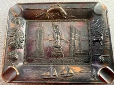 Vintage New York City Ash Tray Lady Liberty Empire State Rockefeller Japan