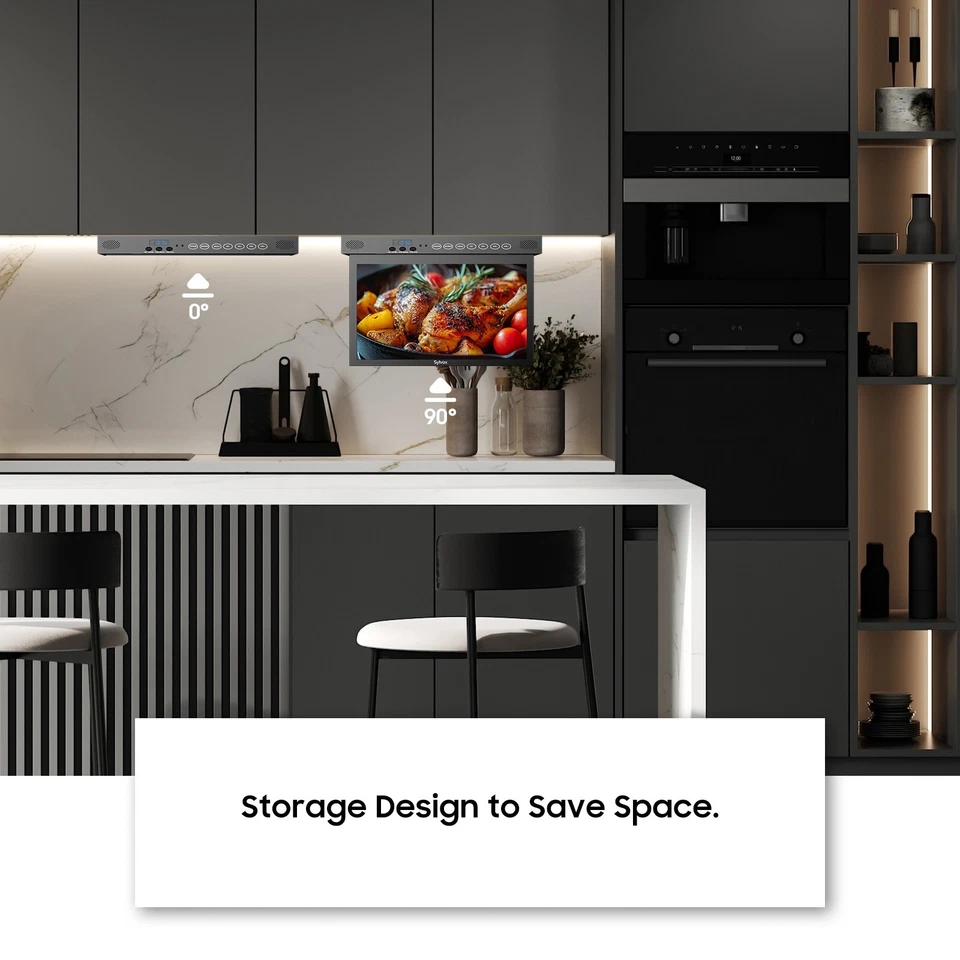 Sylvox 15.6 inch Under Cabinet TV 1080P Kitchen TV Built-in App Smart RV TV - Image 3 of 4