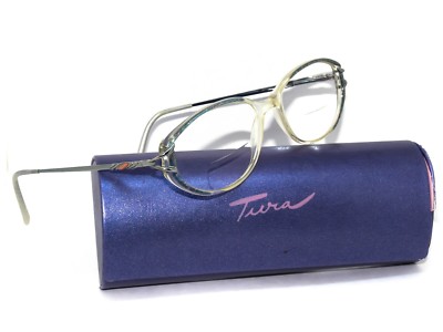Tura Women's Vintage Eyeglasses Silver Crystal Clear Oval Frame