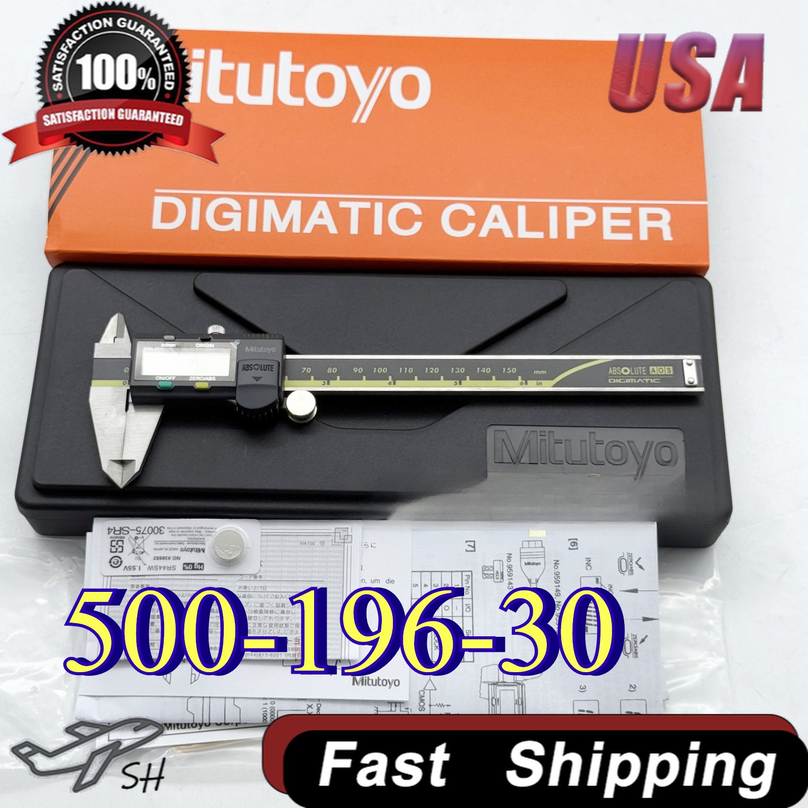 Mitutoyo 500-196-30 New 0-6" 150mm Absolute Encoder Digital Caliper US Stock