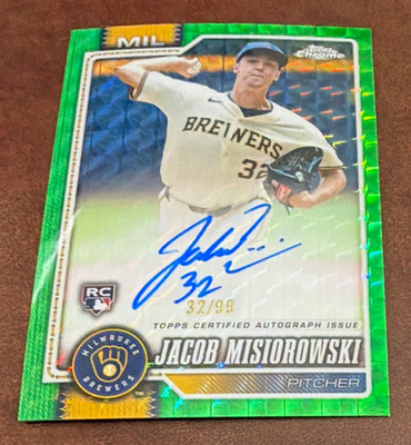 2026 Topps Chrome Jacob Misiorowski RC  Auto 32/99 NUMBER MATCH RA-JM