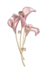 Vintage Style Pink Lily Bouquet Brooch Gold Enamel Rhinestone Floral Pin Gift Je