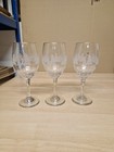 3 X Vintage Wine Glasses With Christmas Scene 20cm X 7cm Gold Rim