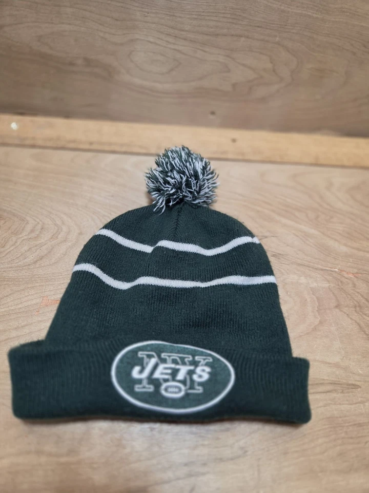 NFL New York Jets Tejido Pom Gorro Calavera Gorra Blanco/Verde-PORTABOLETOS DE TEMPORADA Foto 2 de 4
