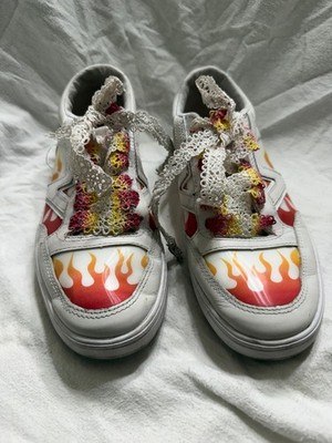 Vans ComfyCush Flame Sneakers Men s 8 Women s 9.5 White Orange Low Top Shoes