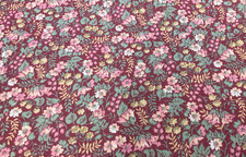PINK WHITE FLORAL ON ROSE COTTON- 1 YARD