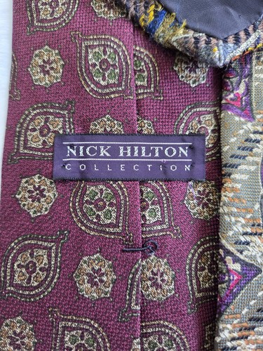 Mens Tie Lot Nick Hilton Collection Silk from Italy USA Geometric 5 Neckties - Picture 3 of 11