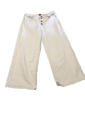 GAP Beige High Rise Wide Leg Crop Jeans Size 16 Plus Stretch Pockets Snap Button