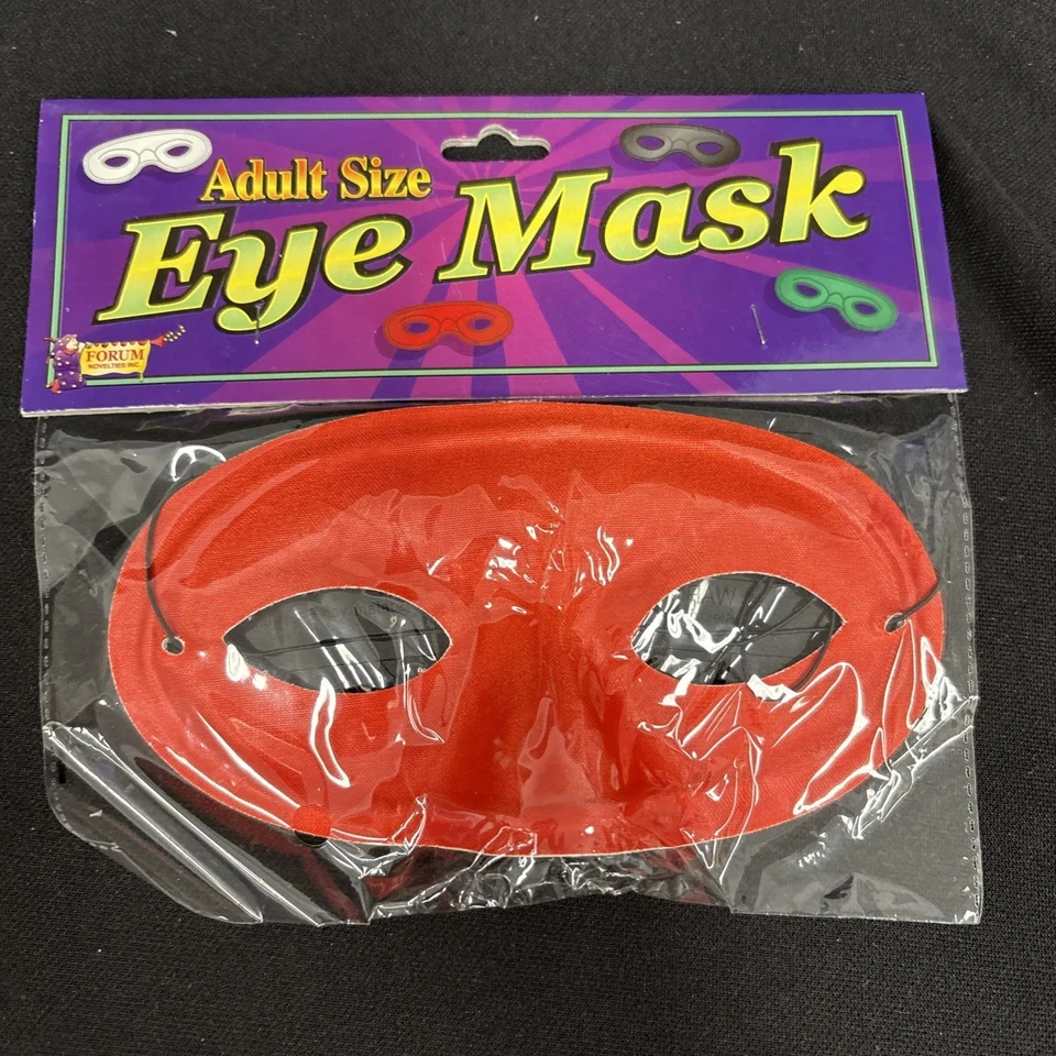 Red Satin Domino Masquerade Venetian Eye Mask Adult Costume Accessory One Size - Image 4 of 4