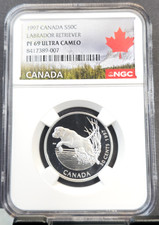 1997 CANADA SILVER 50 CENTS LABRADOR RETRIEVER NGC PF 69 ULTRA CAMEO RARE GEM