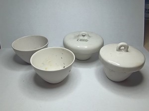 Vintage COORS Champion USA 0 Porcelain Lab Crucible Cups Mini With Lids