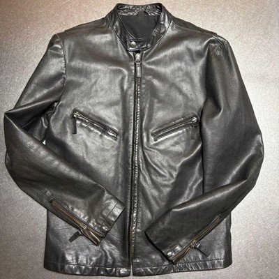 Helmut Lang Vintage Buffalo Hide Leather Single Riders Jacket Size
