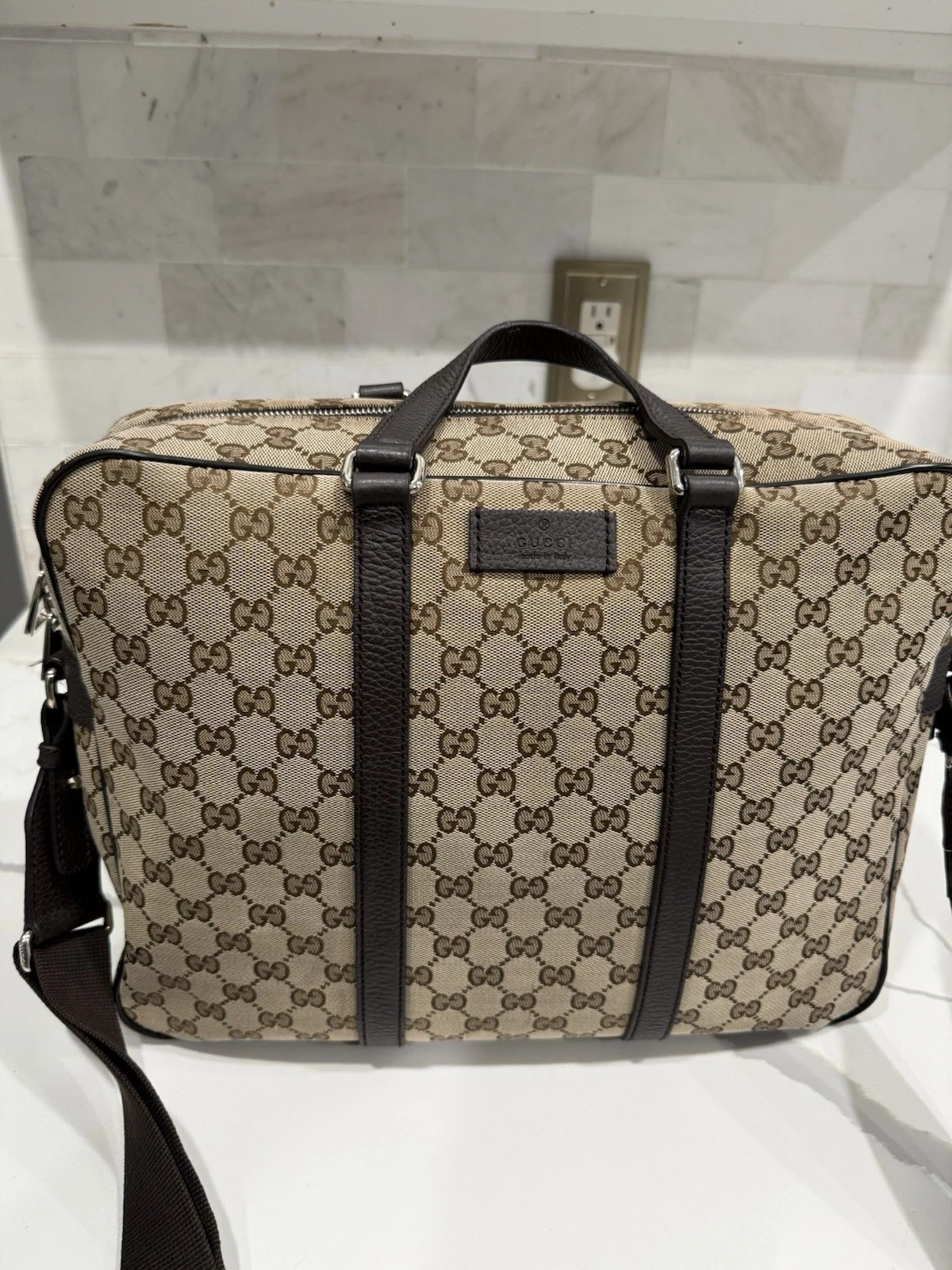Gucci GG Valigetta in tela marrone con monogramma 1562460
