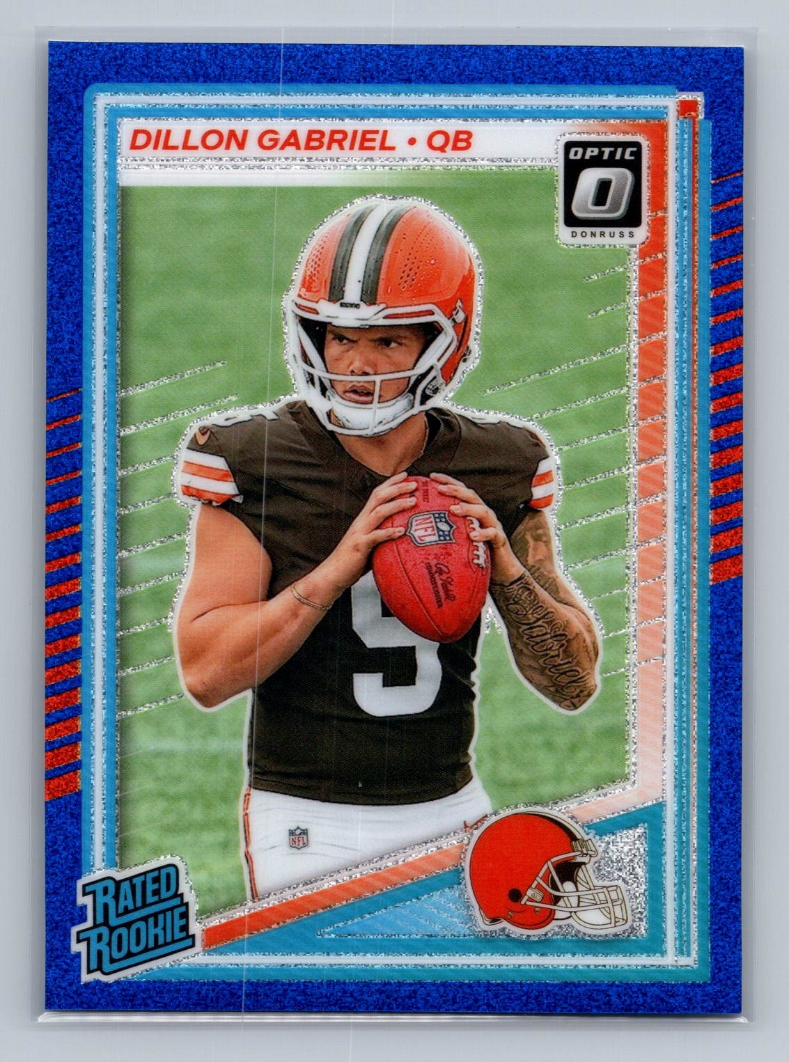 Dillon Gabriel 2025 Donruss Optic #263 Blue Glitter Rated Rookie Browns