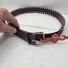 Vtg JUSTIN Top Grain Cowhide Leather Belt 8024W Brown w/ Whipstitch Edges 36 NOS