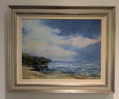 Dorothy M. Tilburn Original Ölgemälde jenseits von Staithes Yorkshire Küste gerahmt