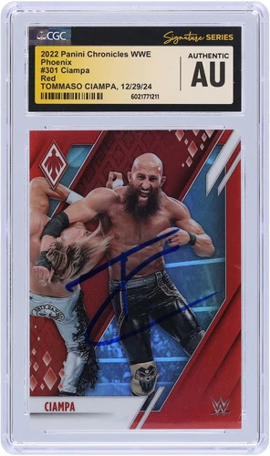 Tommaso Ciampa WWE Signed 2022 Panini Chronicles Phoenix Red #301 #/199 CGC Card