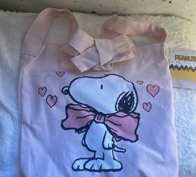 Snoopy Peanuts Valentine Canvas Tote Shoulder Bag Pink Hearts 15  X 13  NWT