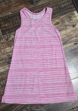 Garnet Hill Kids Medium Pink White Striped Racerback Swim Dress Cover Up Defect