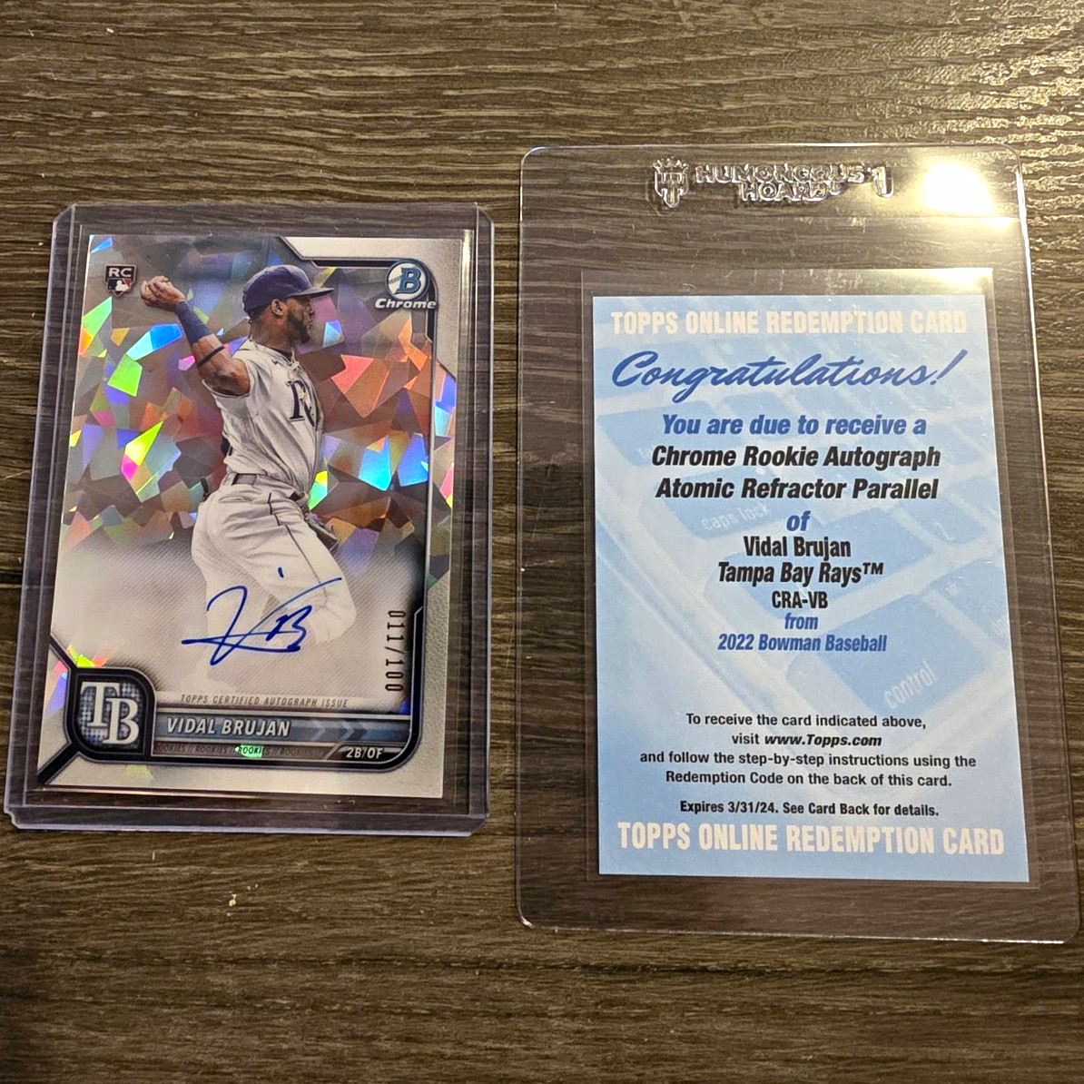 VIDAL BRUJAN - 2022 Bowman Chrome Rookie Autographs #CRA-VB Atomic /100 Auto