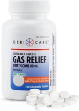 Gericare Simethicone 80mg Chewable Gas Relief Tablets, 100ct, Anti-Bloating Mint