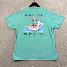Simply Southern T Shirt Womens Size Large Green Short Sleeve Beach Hair