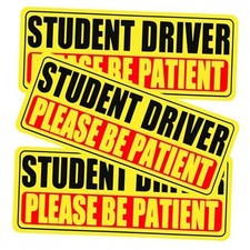 Student Driver Magnet for Car, 3 Pack Please Be Patient New Student Driver