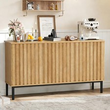 47.2 Inch Sideboard Buffet Cabinet with Fluted Doors, Modern Wood Storage Cab...