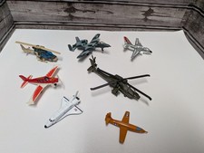 7 Small Diecast Metal Airplane Helicopter Toy Lot 1/64