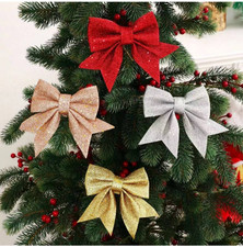 Glitter Tinsel Bows Christmas Wedding Xmas Decoration Tree Card Crafts Bow UK