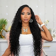 Vustbeauty 9 Packs Boho Box Braids Crochet Hair 24 Inch Goddess Box Braids Cr...