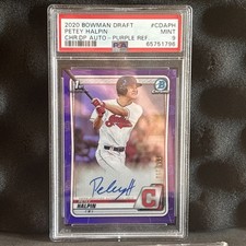PETEY HALPIN 2020 1st BOWMAN CHROME PURPLE AUTO /250 PSA 9 ROOKIE CLEVELAND MINT