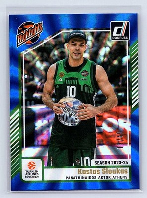 Kostas Sloukas 2024-25 Donruss EuroLeague #4 Highlights Blue Laser #/49