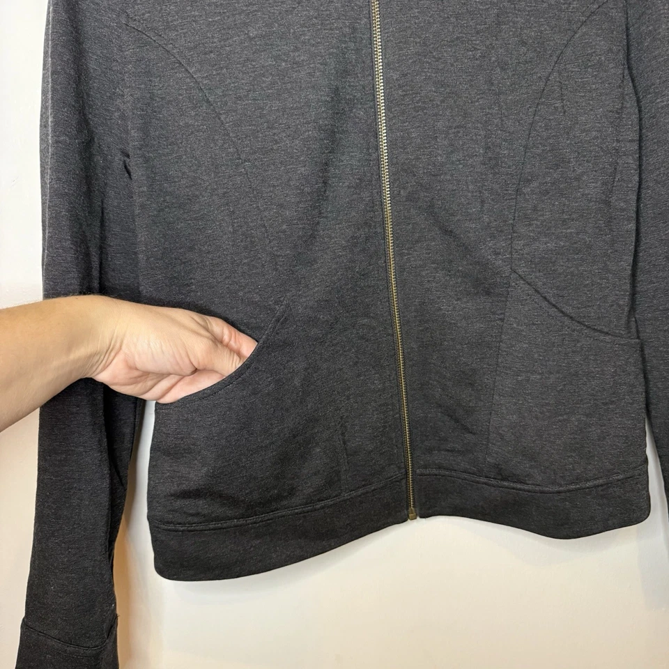 Top ligero Garnet Hill para mujer S gris manga larga mezcla de lana con cremallera Foto 2 de 4