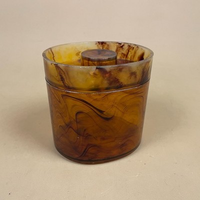 Vintage Schildpatt Kunststoff Deckel Oval Topf Waschtisch Box Schminktisch Glas