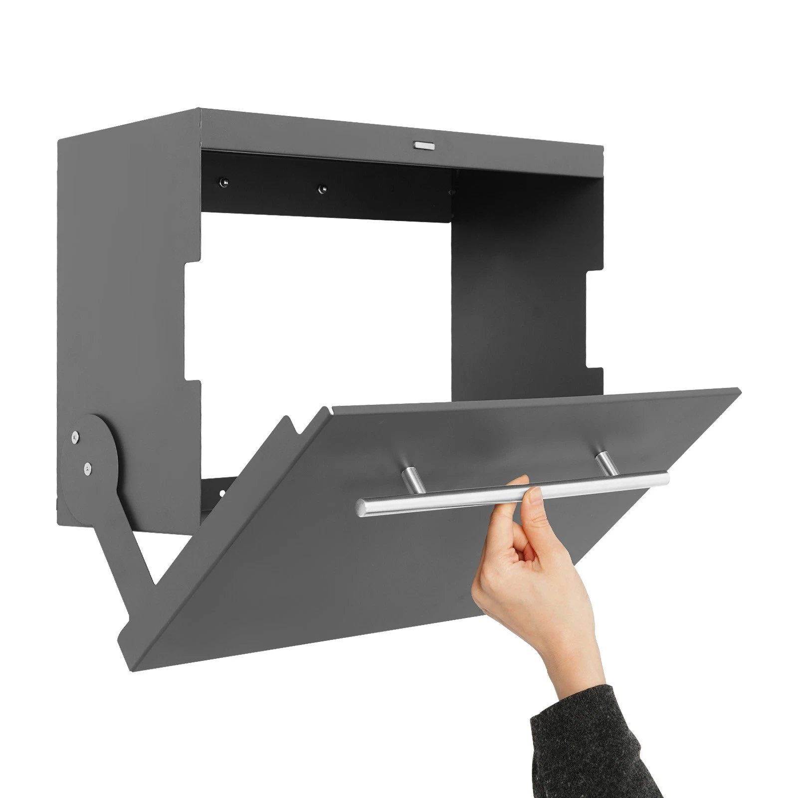 2-Tier Wall Spice Organizer Under Cabinet Kitchen Storage Rack w/Pull-down Cover