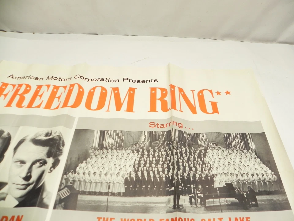 PÓSTER DE CONCESIONARIO RAMBLER VINTAGE AMC PRESENTA "LET FREEDOM RING" 38" X 25" USADO Foto 4 de 4