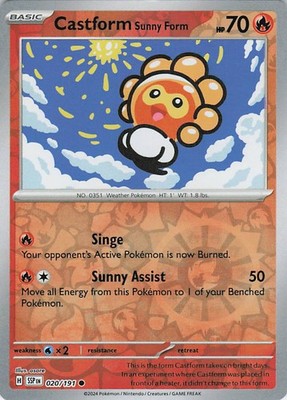 Castform Sunny Form Common SV08: Surging Sparks 020/191 NM