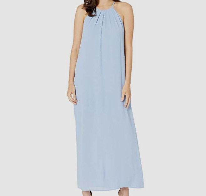 American Rose Women's Blue Scarlett Sleeveless High-Neck Maxi Dress Size M