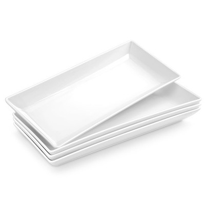 MALACASA 4PC Ceramic Serving Platters Set, 14'' Trays for Food, Oven Safe