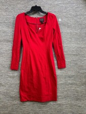 Banana Republic L'Wren Scott Dress Womens 2 Red Long Sleeve Sheath Knee Length