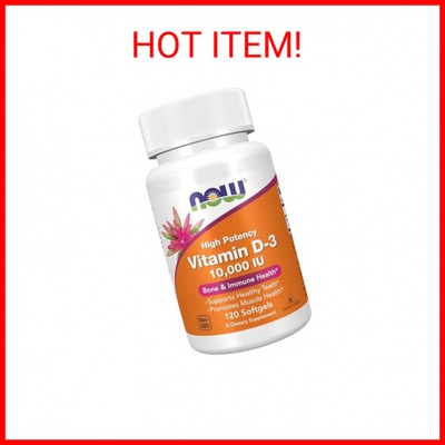 NOW Supplements, Vitamin D-3 10,000 IU (120ct) Highest Potency, Structural Suppo
