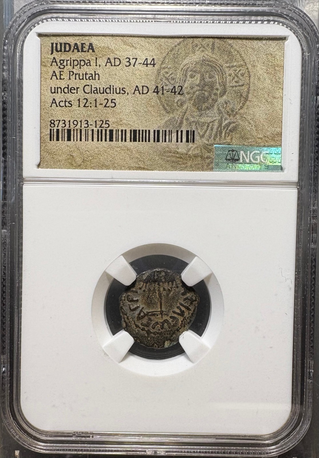 King of Judaea - Herod Agrippa I AD, 37-44 -  AE Prutah - NGC Certified