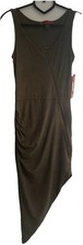 Y2K Asymmetrical Zip Bodycon Dress Ruched Faux Suede Moto S NWT