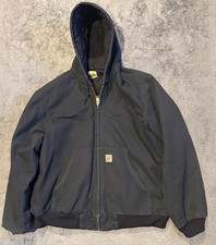 Carhartt Jacket Men s XL Black J130 BLK Quilted Lined Hooded Work Coat Active