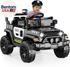 12V Ride on Car for Kids with Parent Remote Control, Police Black