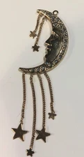 VINTAGE KIRKS FOLLY MOON AND STARS DANGLER PENDANT APX  2-3/4" TALL BEAUTIFUL