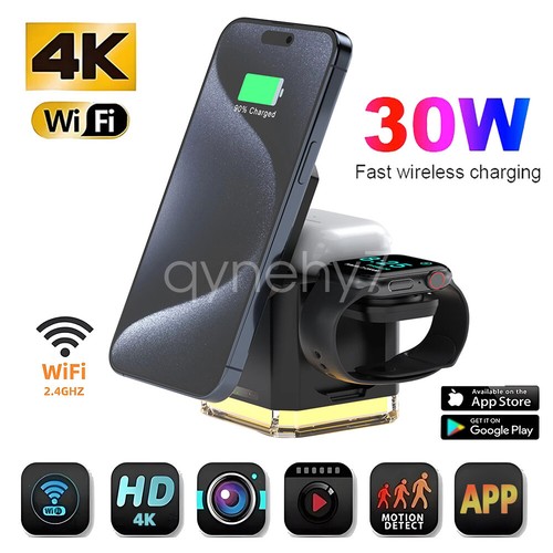 Wireless Phone Charging Camera HD WiFi Security Motion Detection Camera White - Picture 3 of 23