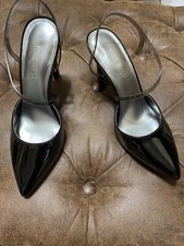 Black Pump Nine West All Black Clear Strap Foez Heels Size 5 1/2 M